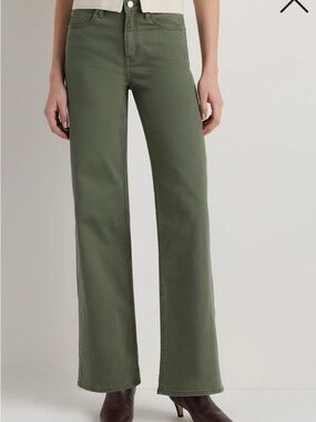 Quince Bella Stretch Wide Leg Jeans Loden Green 29 W 28L